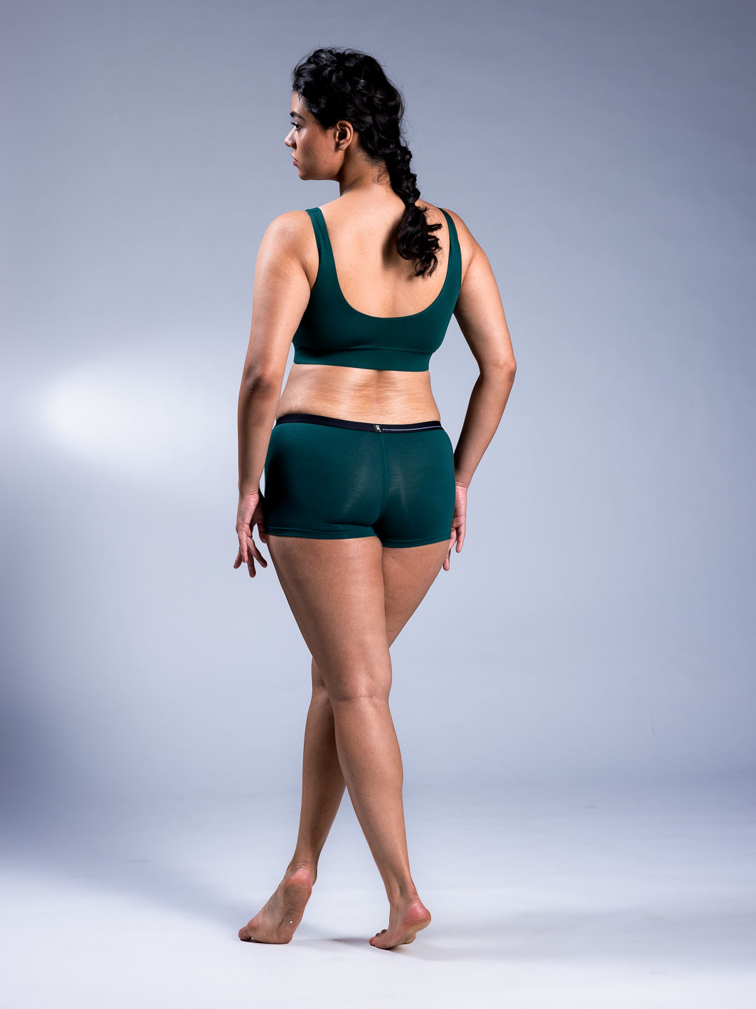Women Padded Plunge Bra Racing Green Back