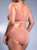 Women Padded Plunge Bra Almond Nude Back Close Up