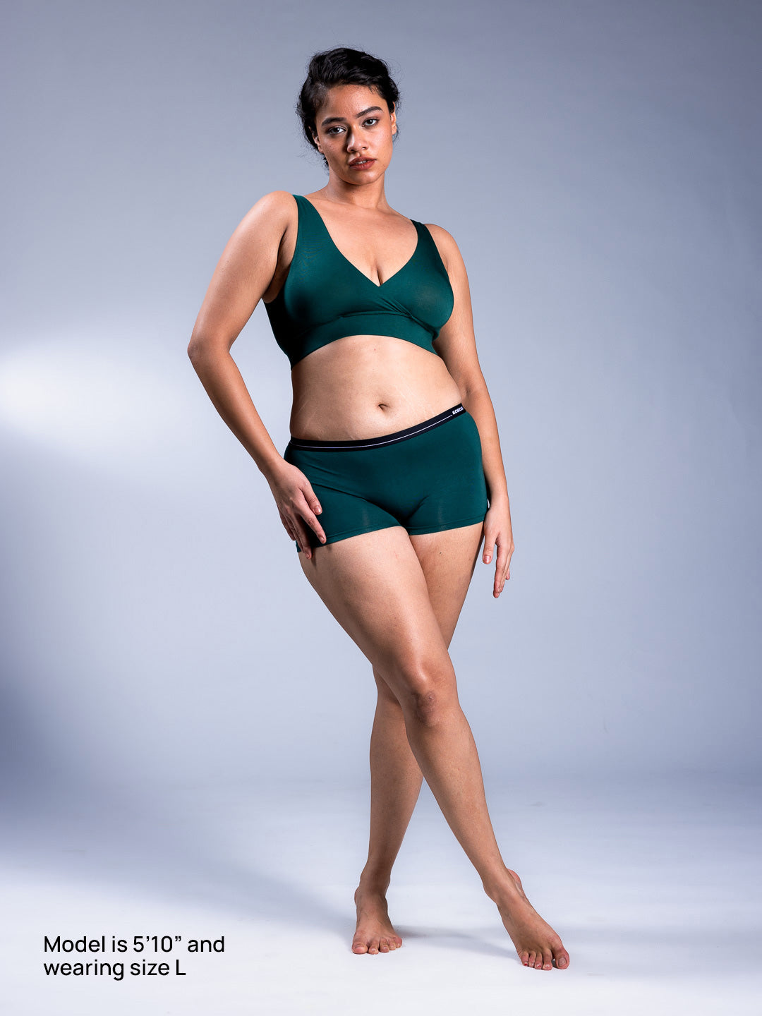 Women Padded Plunge Bra Racing Green Front