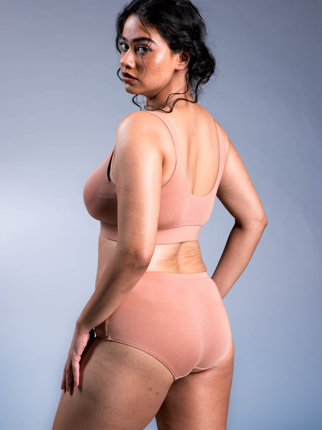 Women Bare Hipsters Almond Nude Back