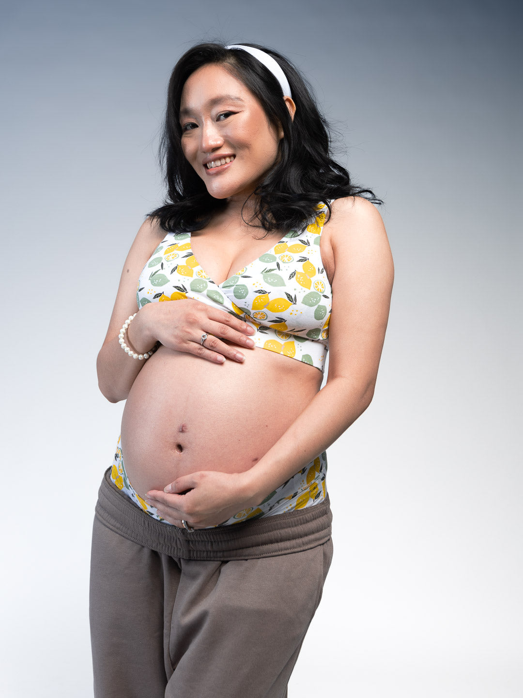 Women Maternity & Nursing Bra Lemon Crush Left Close Up