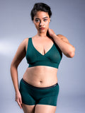 Women Padded Plunge Bra Racing Green Front Close Up