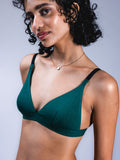 Women Adjustable Triangle Bra Racing Green Front Close Up