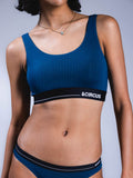 Women U-Back Lounge Bra Blue Curacao Front Close Up