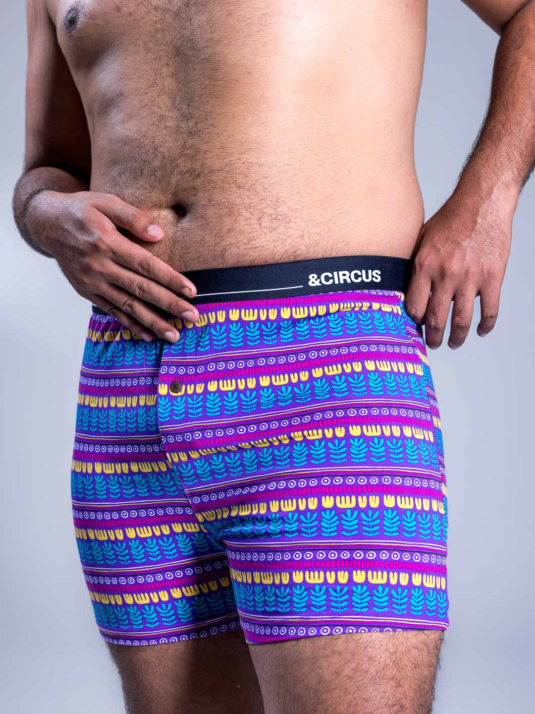 Men Boxers Botswana Blues Front Close Up