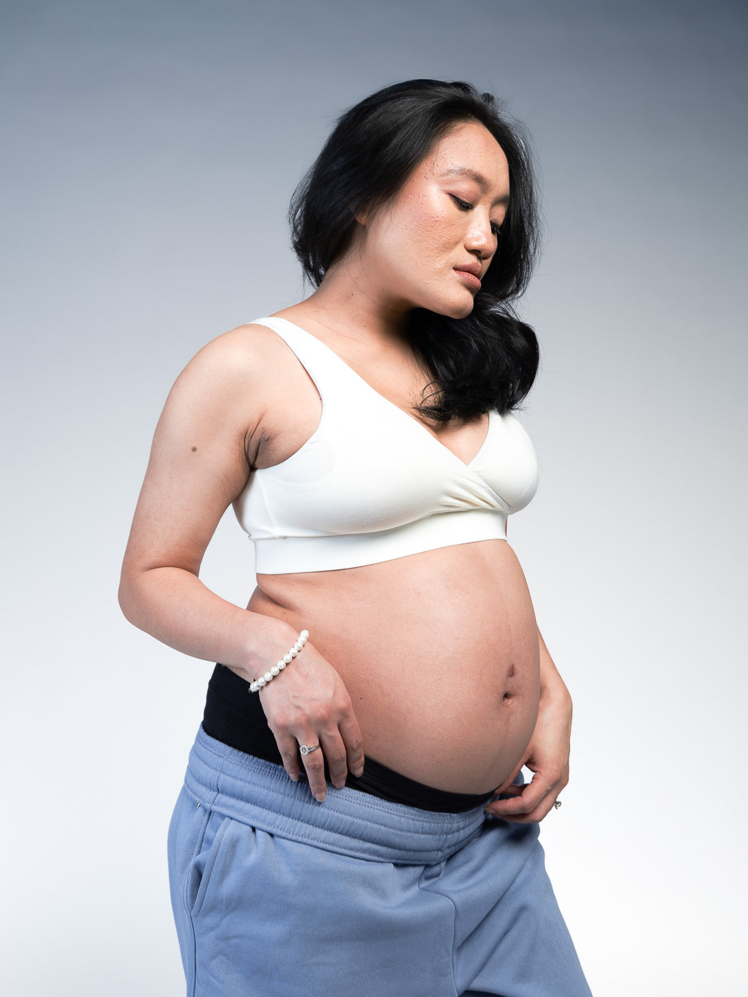 Women Maternity & Nursing Bra Ivory Left Close Up