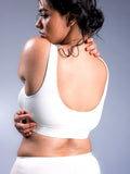 Women Padded Plunge Bra Ivory Back Close Up