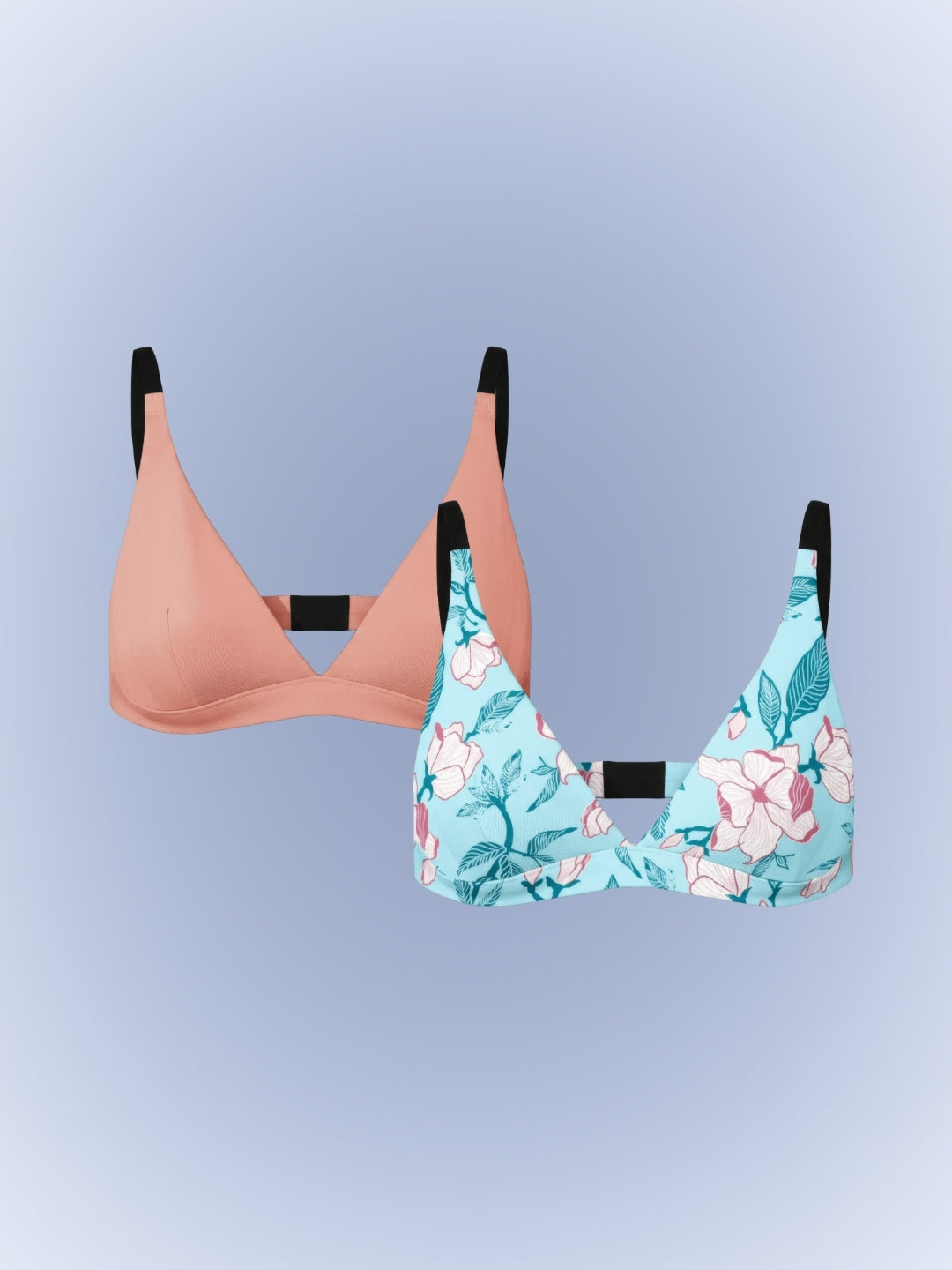 PURESOFT ADJUSTABLE TRIANGLE BRA - PACK OF 2 - ALMOND NUDE & SPRING