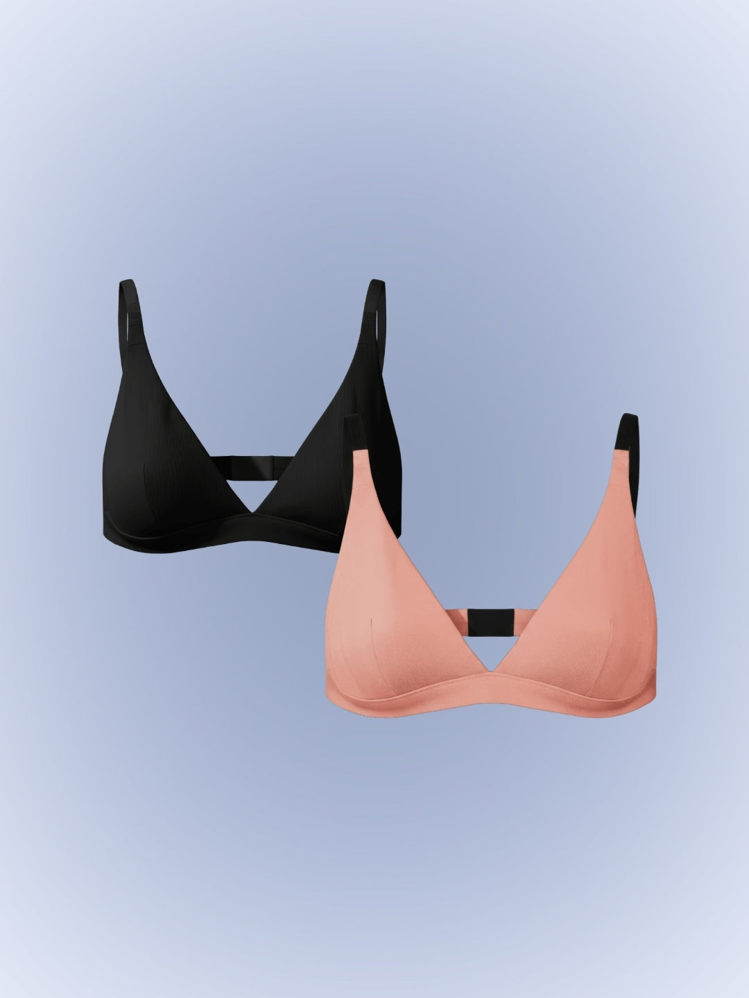 PURESOFT ADJUSTABLE TRIANGLE BRA - PACK OF 2 - ALMOND NUDE & ONYX
