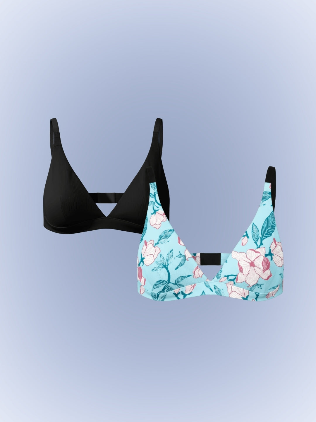 PURESOFT ADJUSTABLE TRIANGLE BRA - PACK OF 2 - ONYX & SPRING