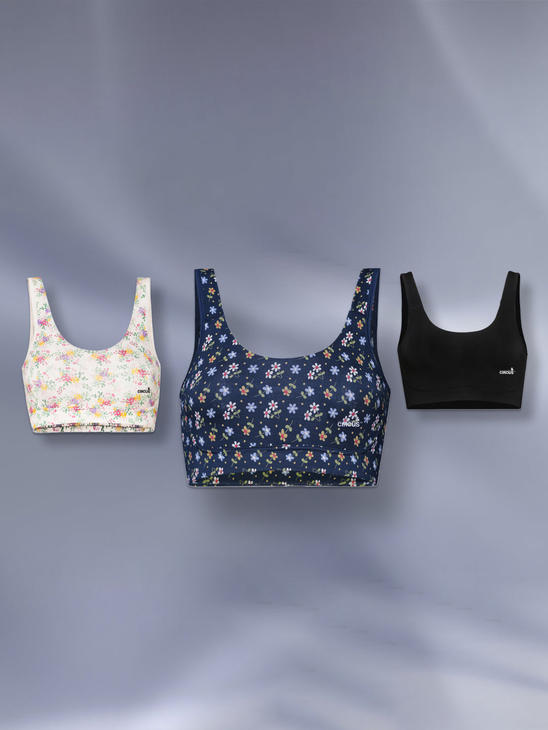 LOW IMPACT SPORTS BRA  - PACK OF 3 - SOLIDS & PRINTS
