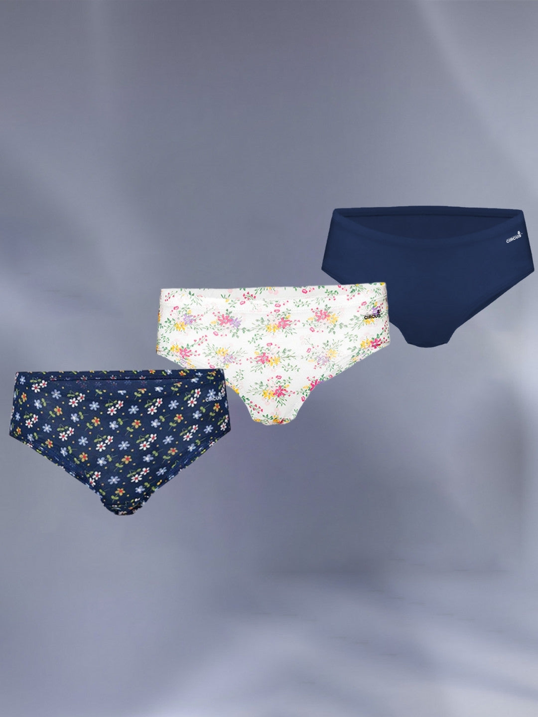WOMEN'S BARE HIPSTER  - PACK OF 3 - PRINTS  & MIDNIGHT BLUE