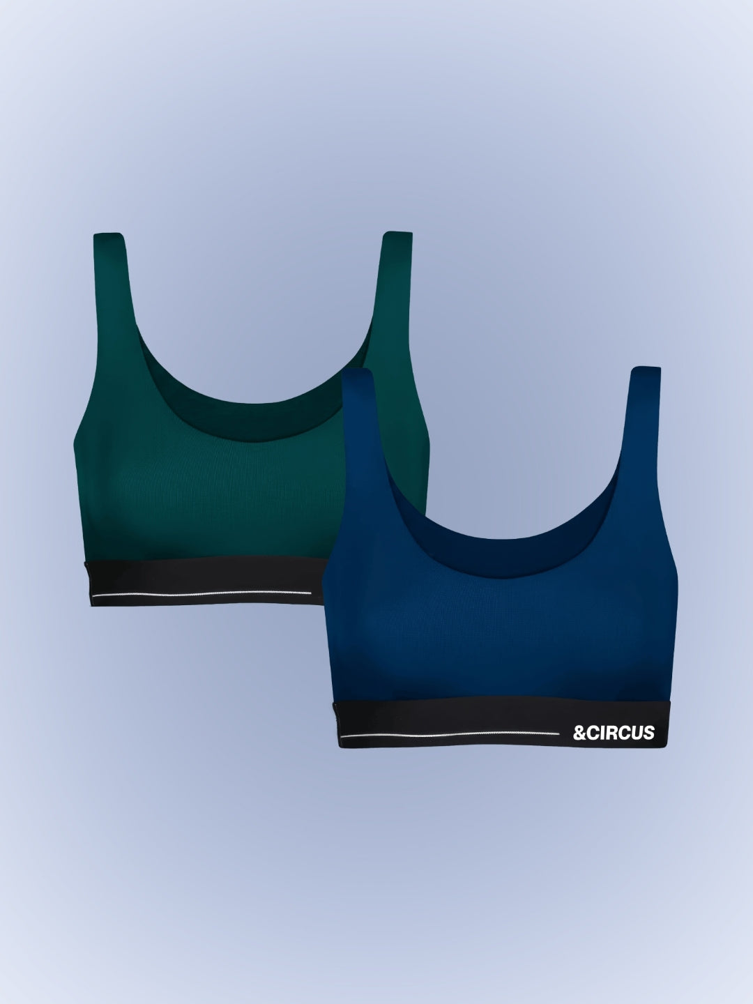 PURESOFT U-BACK LOUNGE BRALETTE- PACK OF 2- RACING GREEN & BLUE CURACAO