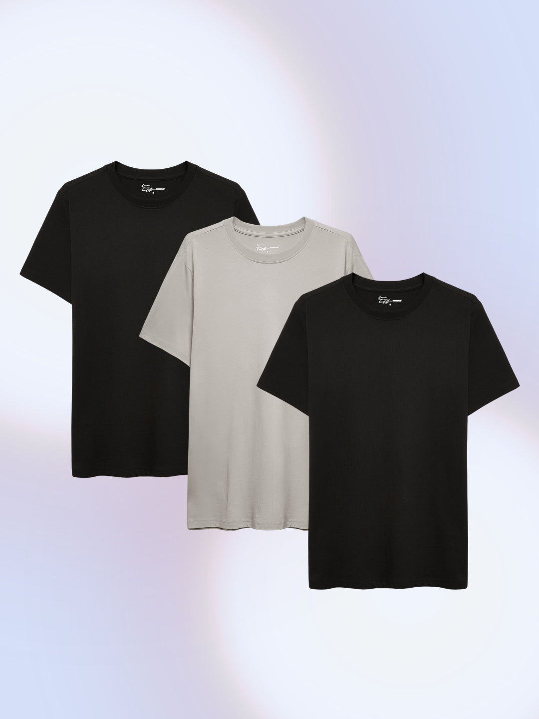 Men's Crew Neck T-shirt - Pack Of 3 - 90% Dark & Nonchalant Grey