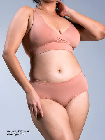 Padded Plunge Bra - Almond Nude