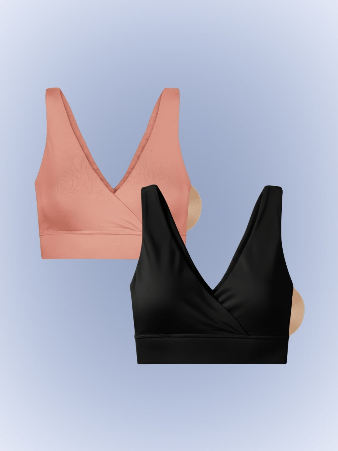 PURESOFT PADDED PLUNGE BRA - PACK OF 2 - ONYX & ALMOND NUDE