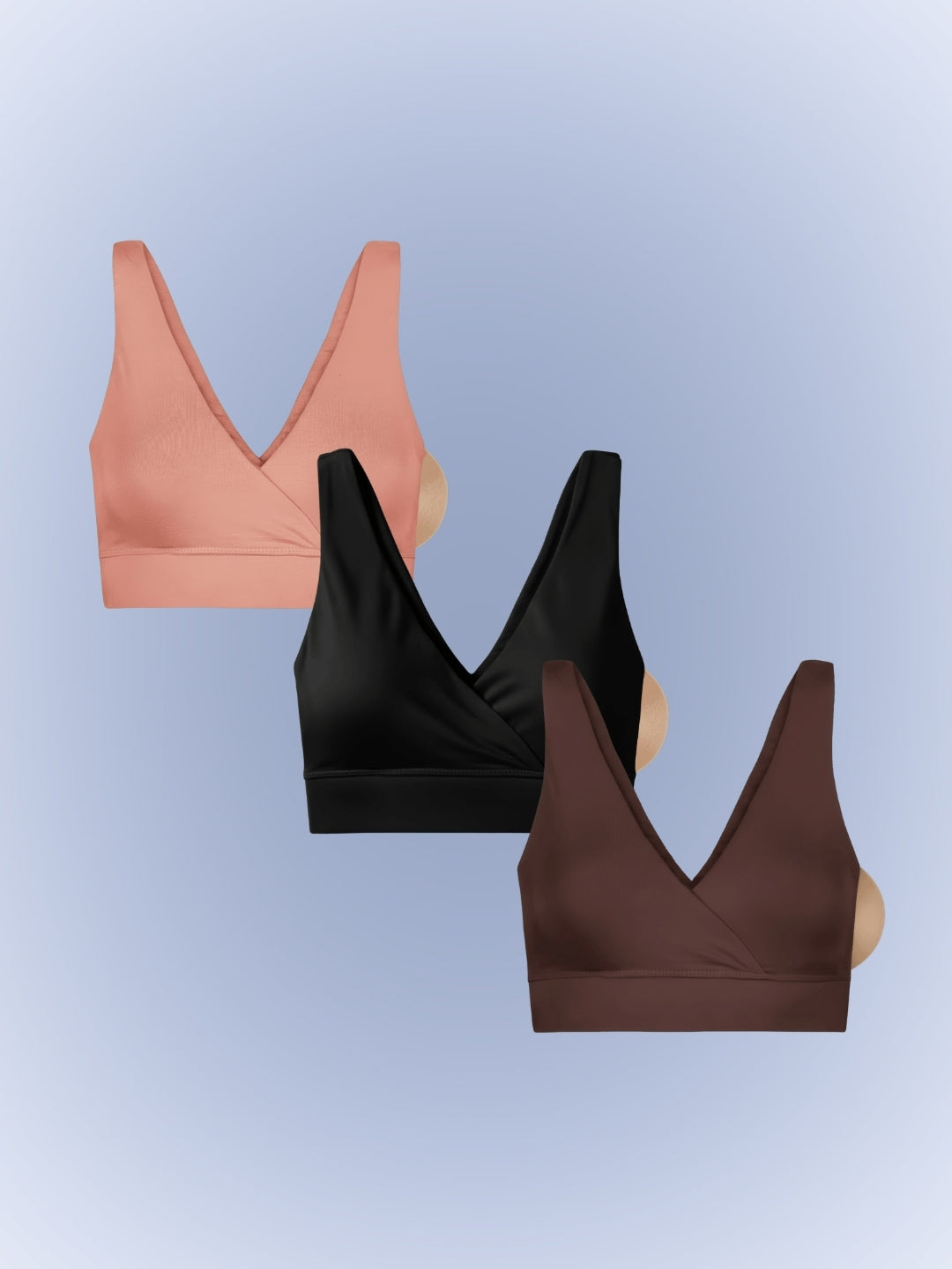 PURESOFT PADDED PLUNGE BRA - PACK OF 3 - ALMOND NUDE, UMBER, & ONYX