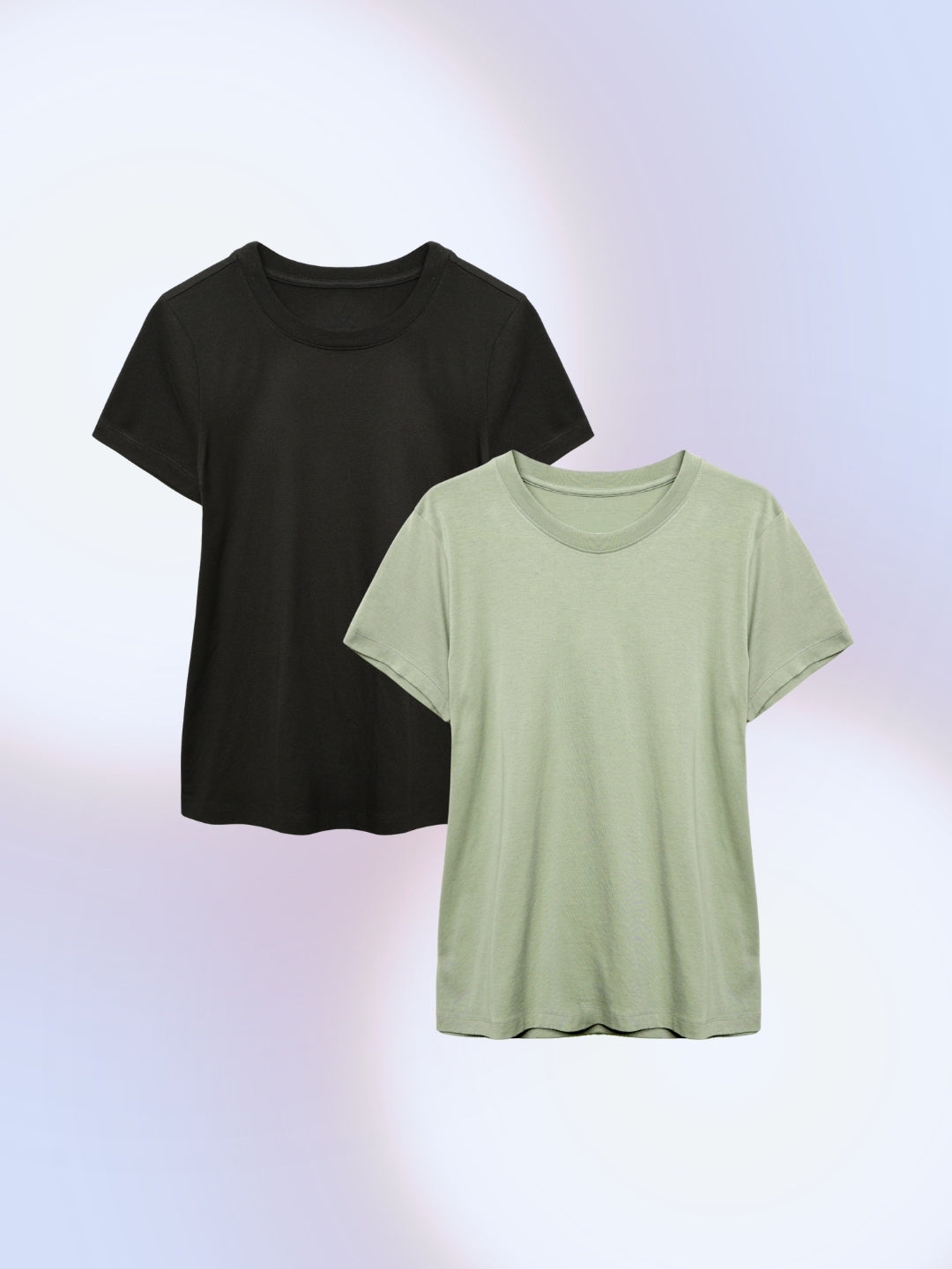 Women's Crew Neck T-shirt - Pack Of 2 - 90% Dark & Matkhafish