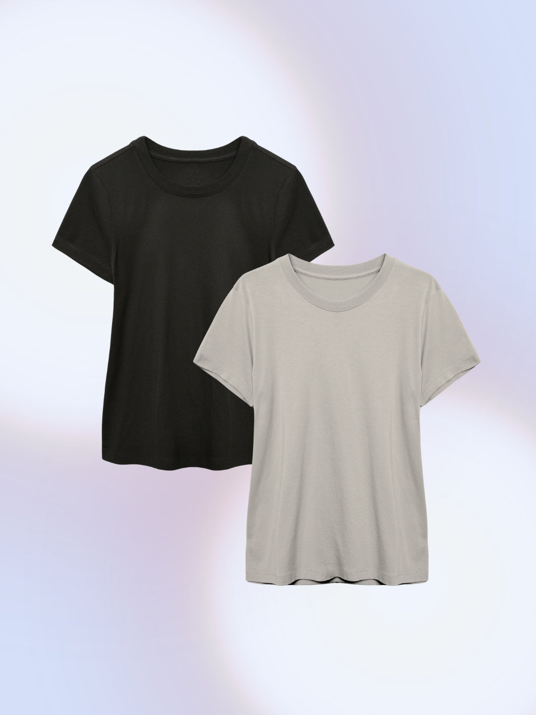 Women's Crew Neck T-shirt - Pack Of 2 - 90% Dark & Nonchalant Grey