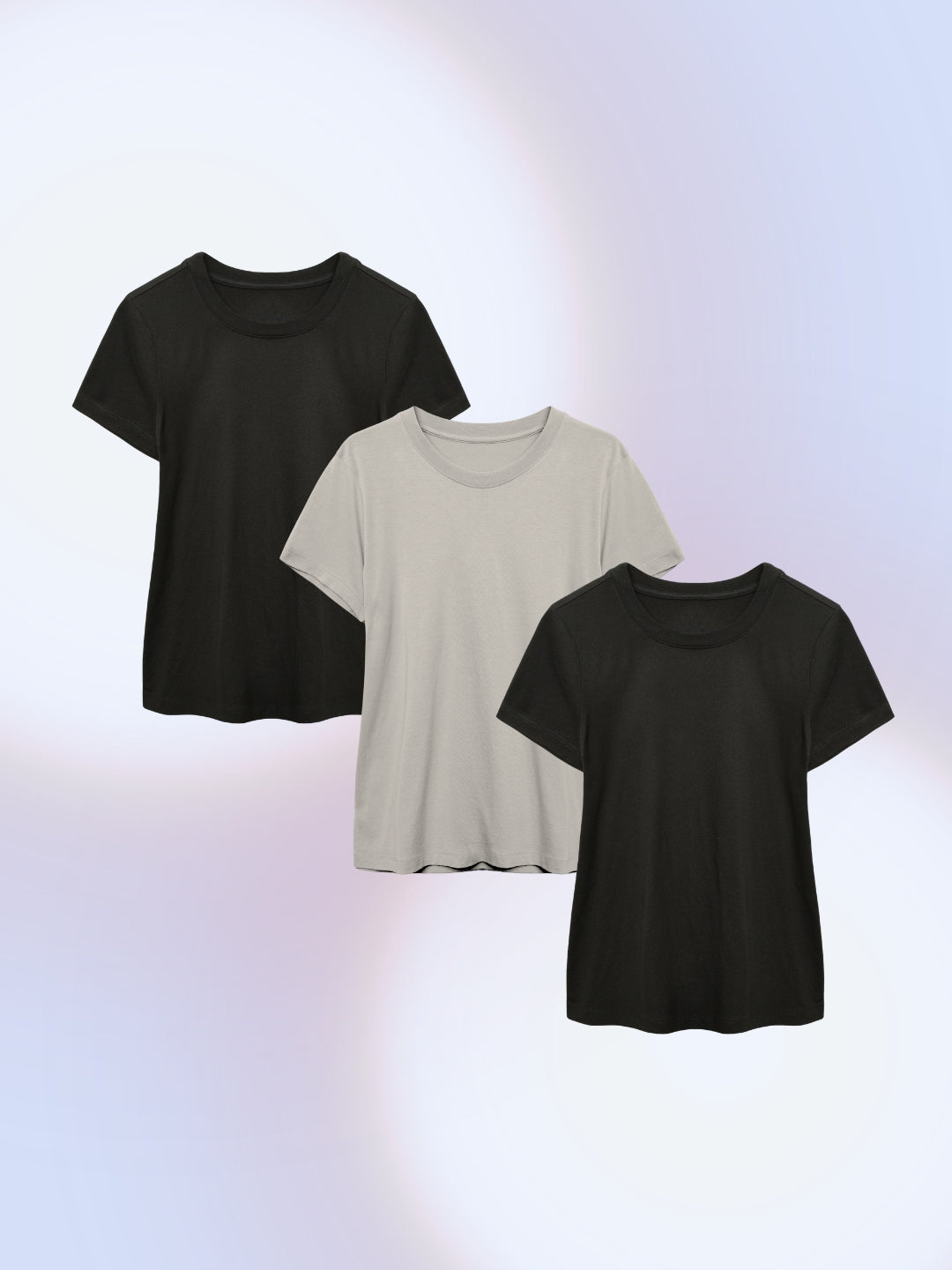 Women's Crew Neck T-shirt - Pack Of 3 - 90% Dark & Nonchalant Grey