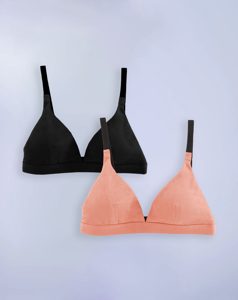PURESOFT ADJUSTABLE TRIANGLE BRA - PACK OF 2 - ALMOND NUDE & ONYX