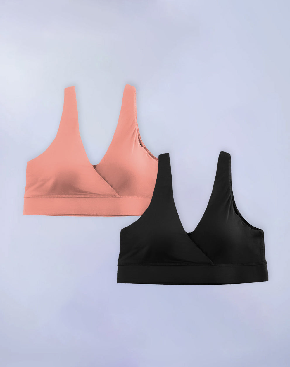 PURESOFT PADDED PLUNGE BRA - PACK OF 2 - ONYX & ALMOND NUDE