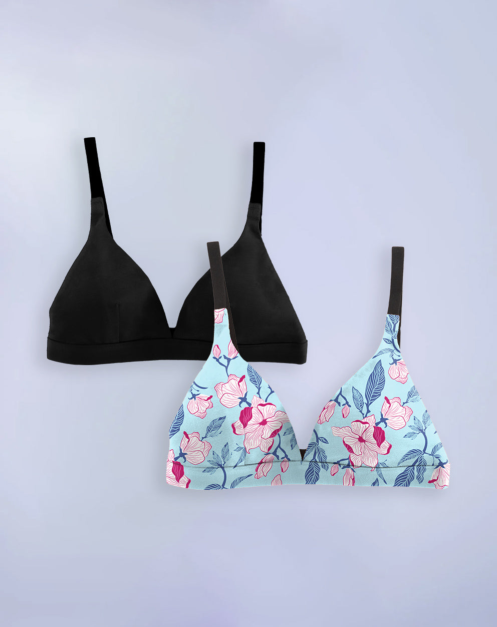 PURESOFT ADJUSTABLE TRIANGLE BRA - PACK OF 2 - ONYX & SPRING