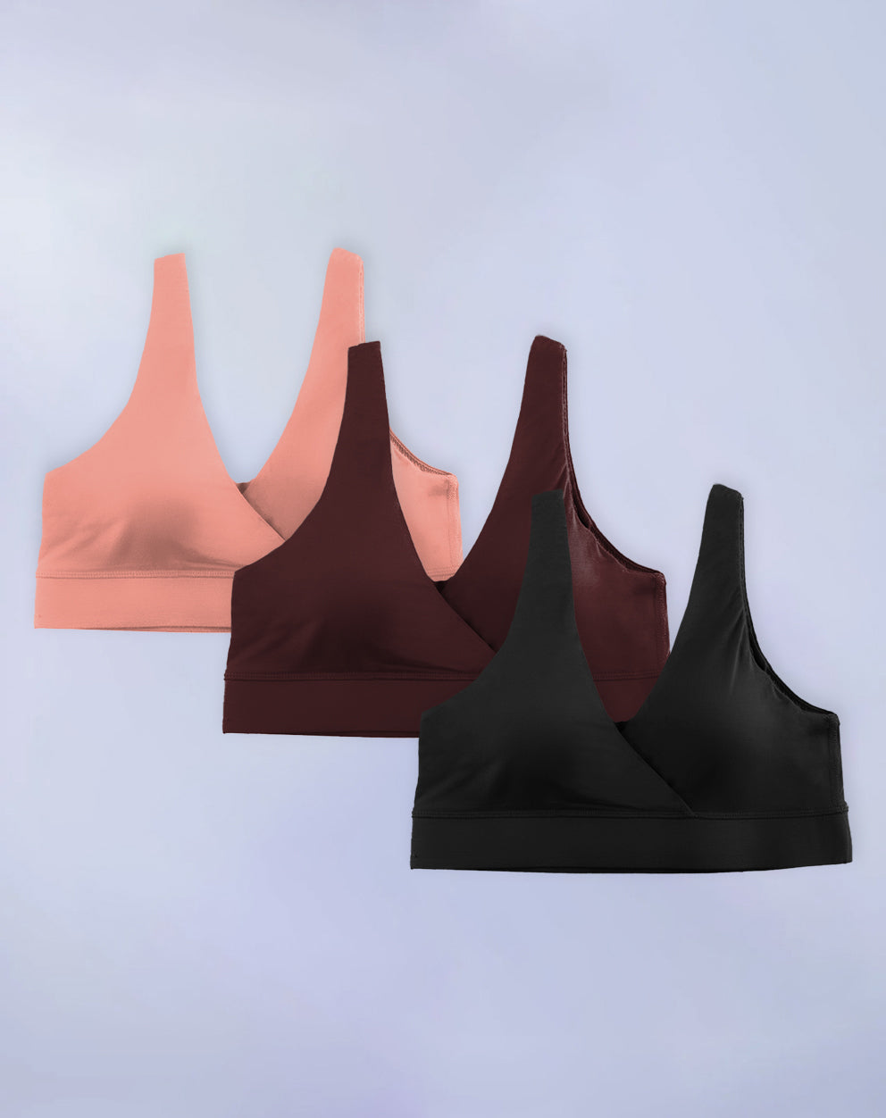 PURESOFT PADDED PLUNGE BRA - PACK OF 3 - ALMOND NUDE, UMBER, & ONYX